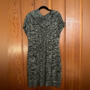 Calvin Klein Black & White Knit Dress with Cowl Neck Size XL #2338